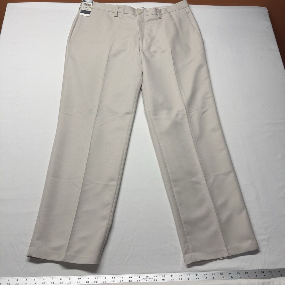 NWT Kenneth Cole Reaction Pants Mens 40x32 Khaki Flat Front Dress Pants